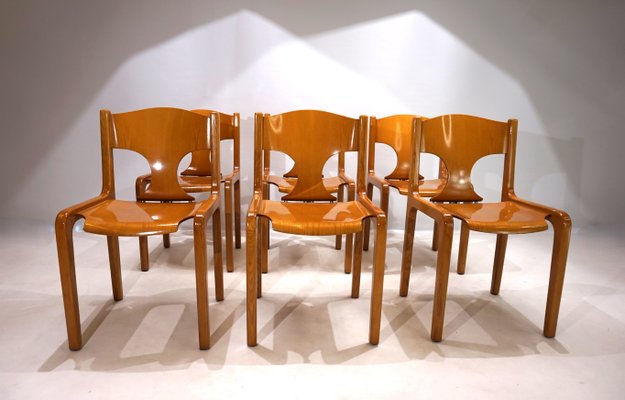 Dining Chairs by Augusto Savini for Pozzi 1970s Set of 6 for sale at Pamono