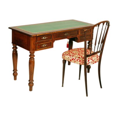 Louis Philippe Six Drawer Leather Top Partner's Writing Desk Louis Philippe Six Drawer Leather Top Partner's Writing Desk