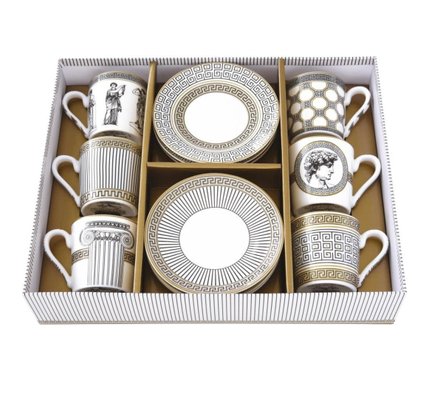Palladium Coffee Cups with Gift Box by Pozzi Milano, Set of 6 for