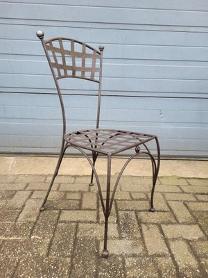 Art Nouveau Wrought Iron Garden Chair for sale at Pamono