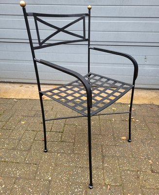 Set da giardino antico in ferro battuto con sedie, Francia, set di