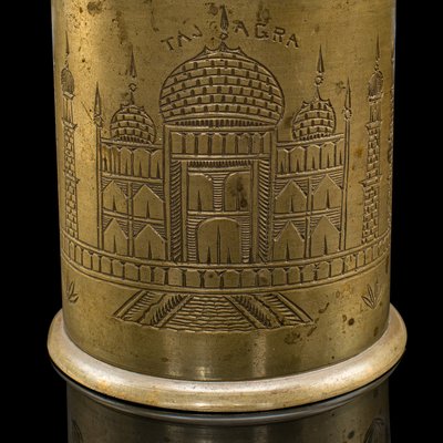 Antique Hand Decorated Cigarette Keeper in Brass, 1890s for sale at Pamono