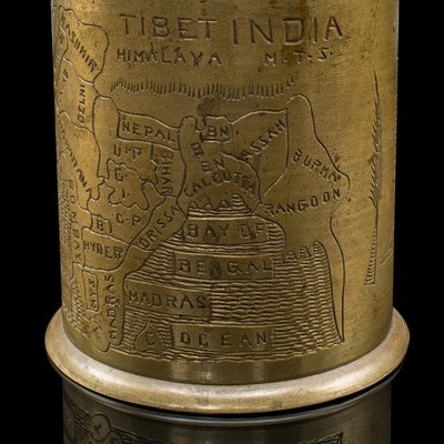 Antique Hand Decorated Cigarette Keeper in Brass, 1890s for sale at Pamono