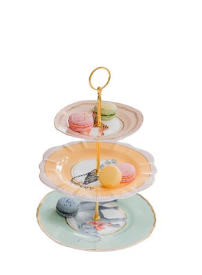 Three-Tier Cake Stand with Animals in English Porcelain by Yvonne