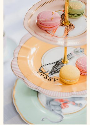 Three-Tier Cake Stand with Animals in English Porcelain by Yvonne