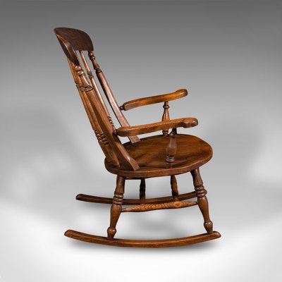 Antique English Rocking Chair in Beech Elm 1890s