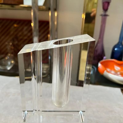 Moderne Italienische Rechteckige Vase aus klarem Acrylglas, 1970er bei Pamono kaufen