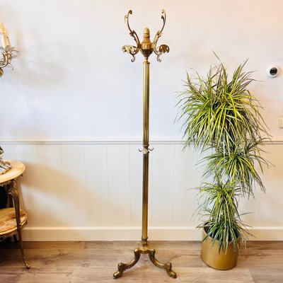 Vintage Italian Brass Coat Hat Rack for sale at Pamono
