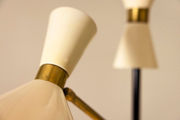 Pelikan Floor Lamp in Brass and Lacquered Steel by J.T. Kalmar