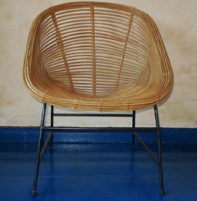 Mid-Century Pod Chair aus Bambus & Eisen, 1960er bei Pamono kaufen