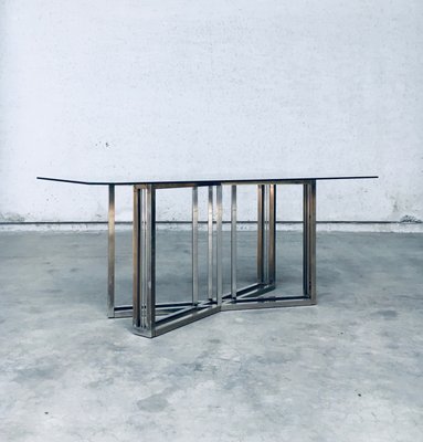 Oak And Walnut Two Toned Geometrical Base With Glass Top Dining Table Oak And Walnut Two Toned Geometrical Base With Glass Top Dining Table