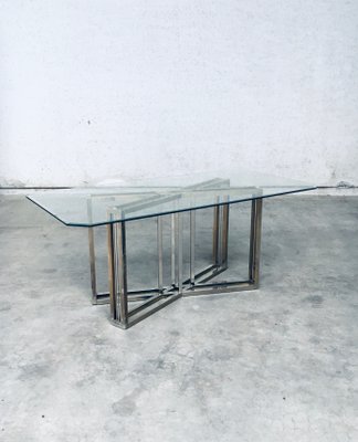 Oak And Walnut Two Toned Geometrical Base With Glass Top Dining Table Oak And Walnut Two Toned Geometrical Base With Glass Top Dining Table