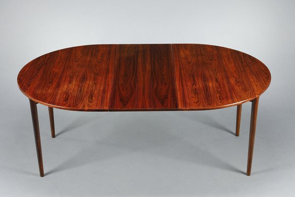 Two Leaf Round Oval Rosewood Dining Table IB Kofod Larsen Design Two Leaf Round Oval Rosewood Dining Table IB Kofod Larsen Design