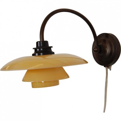 Wall Lamp Ph-1/1 with Yellow Shades by Poul Henningsen, 1930s for
