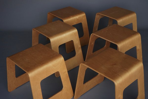 Vintage Plywood Benjamin Stools by Lisa Norinder for Ikea 1990s Set of 6 for sale at Pamono
