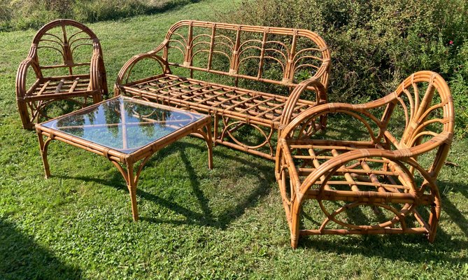 Vintage bamboo living room set discount