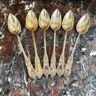 Jam Spoons in Vermeil and Sterling Silver, France, Set of for