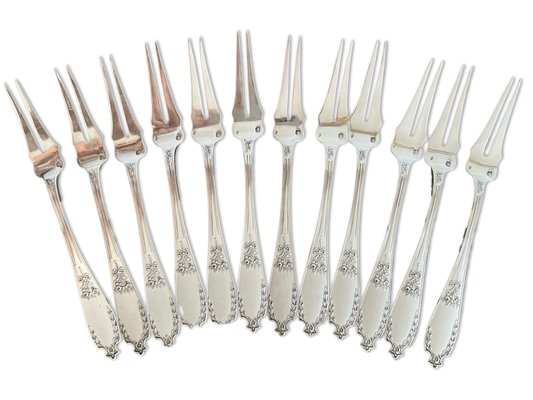 Snail Forks in Sterling Silver, France, 1910s, Set of 12 for sale