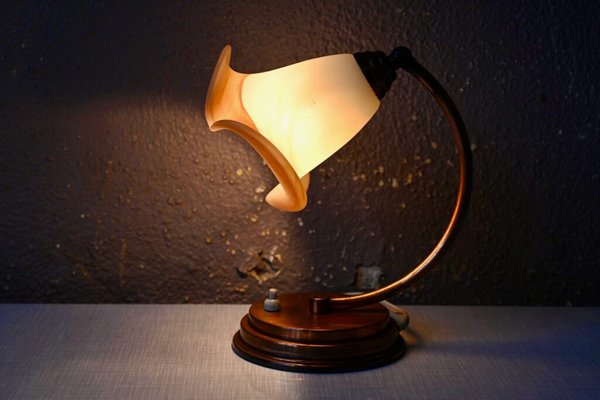 Bohemian Bedside Lamp in Frosted Pink Glass for sale at Pamono