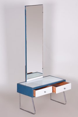 Bauhaus Dressing Table with Mirror in Chrome White Glass