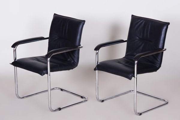 Bauhaus Chairs in Artificial Leather Chrome Germany 1970s Set of 2