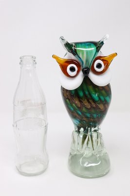 Presse-papiers hibou en verre Cristal d'Arques, sculpture de hibou en cristal français sur une branche, ornement France vintage - France
