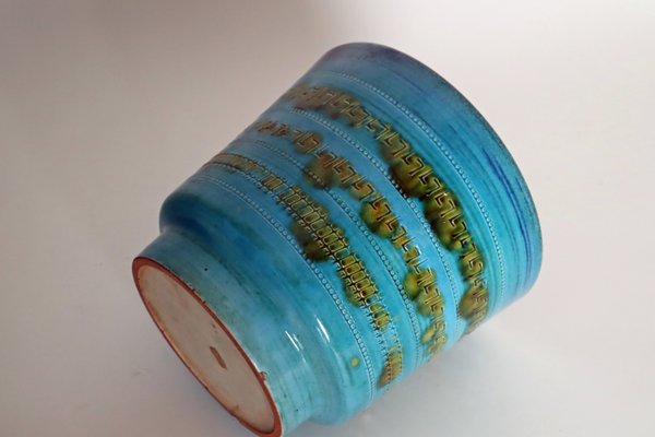 Large Blue Turquoise Flower Pot attributed to Aldo Londi for