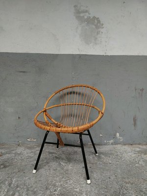 Oval Shape Circle Chair Price Mid-Century Rattan Relax Chair, 1960s