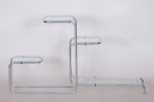 Bauhaus Blumenständer aus Chrom & Glas, 1930er
