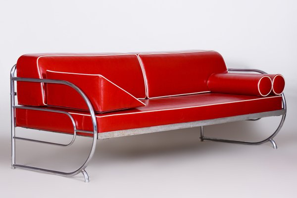 Bauhaus Leather Sofa attributed to Robert Slezak, 1930s for sale