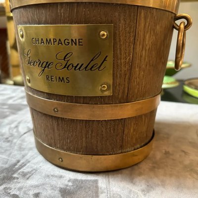French Oak Wood and Brass Wine Cooler by Geraud Lafitte for George