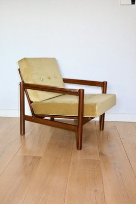 Vintage Armchair in Olive Lemon Velvet, 1970s for sale at Pamono