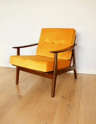Mid-Century Yugoslavian Armchair in Golden Yellow for sale at Pamono