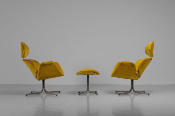 F551 Big Tulip Chairs by Pierre Paulin for Artifort 1959 Set of 3 for sale at Pamono