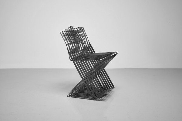 Zig Zag Wire Chairs by Gerrit Thomas Rietveld, 1970s, Set of