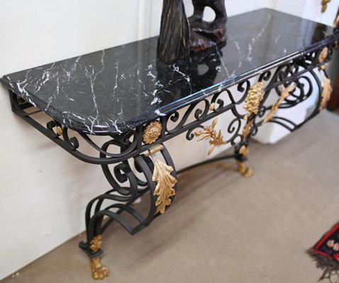 Italian Baroque Console Table with Marble Top