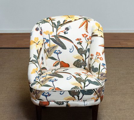 リンホーリン　チェア 　花柄 Danish Floral Printed Linen Slipper Chair in the style of J. Frank