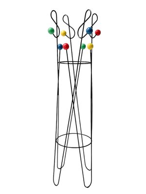 Portemanteau Design Vestiamo Casa, Sol/mural, Noir Et Bois, Hauteur 178 Cm