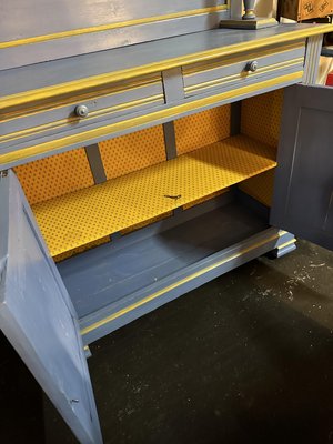 Buffet Saint Hubert Bleu Gris & Ses 3 Chaises Pour Poupee