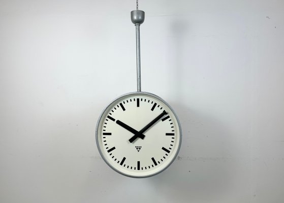 Huge Industrial Double Sided Railway Clock from Pragotron, 1960s