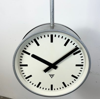 Huge Industrial Double Sided Railway Clock from Pragotron, 1960s