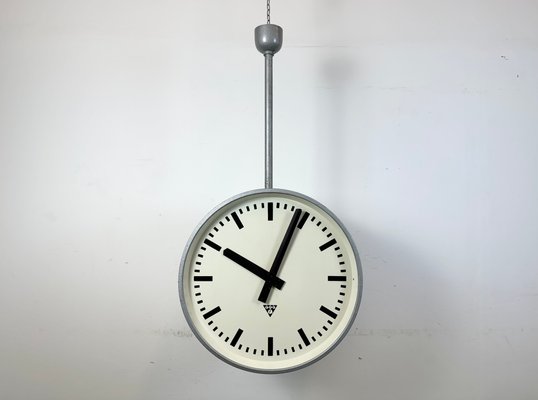 Huge Industrial Double Sided Railway Clock from Pragotron, 1960s