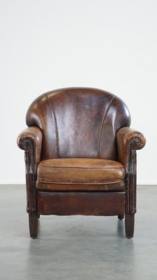 Dark Brown Leather Armchair for sale at Pamono