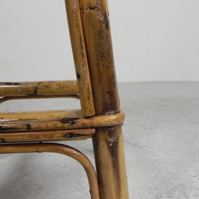 Bamboo Bar Stool with Leatherette Seat in Cow Print, 1950s for