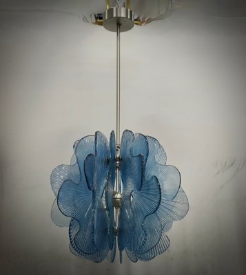 Murano Aqua Blu Glass Chandeliers and Pendant in the style of