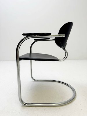 Sedie cantilever vintage in finta pelle e legno nero di Effezeta, Italia,  anni '80, set di