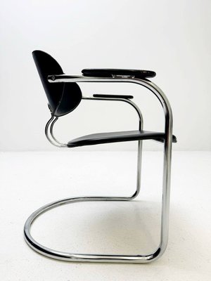 Vintage Italian Cantilever Chairs in Faux Leather and Black Wood from Effezeta 1980s Set of 2