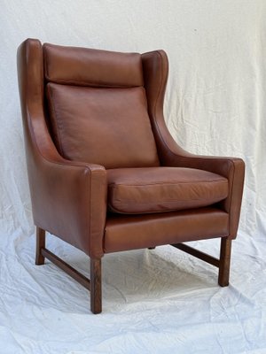 Ohrensessel aus Leder von Fredrik A. Kayser für Vatne Møbler, 1962 bei Pamono kaufen