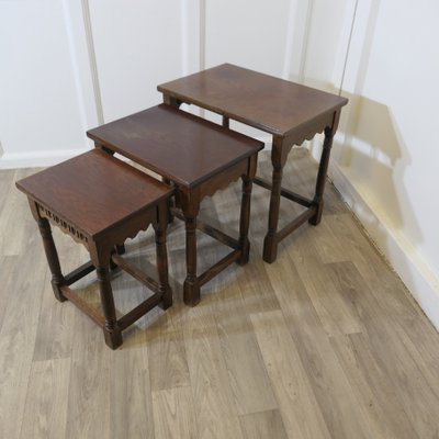 Vintage Nesting Tables in Oak, 1950s, Set of for sale at Pamono