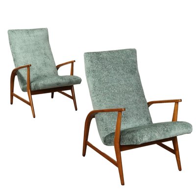 Vintage Armchairs in Foam Velvet 1950s for sale at Pamono